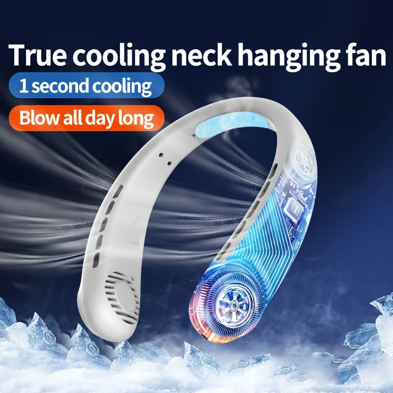 Rechargeable Neck Fan with 5 Adjustable Speeds Hands-Free Personal Cooling for Travel Outdoor Use
