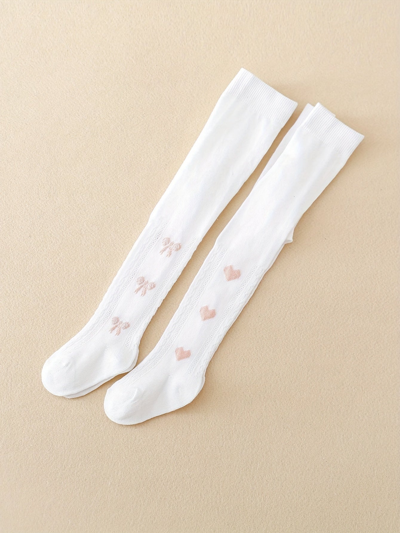 Girls' Leggings Set with Bowknot Pattern for Spring and Fall Kids' Skinny Knit Fabric