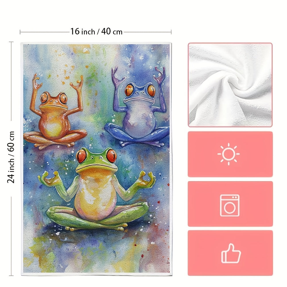 O'yin-kulgili Yoga qurbaqalar oshxona sochiqlari, juda yumshoq, yaxshi o'ziga xoslik, 40x60 sm