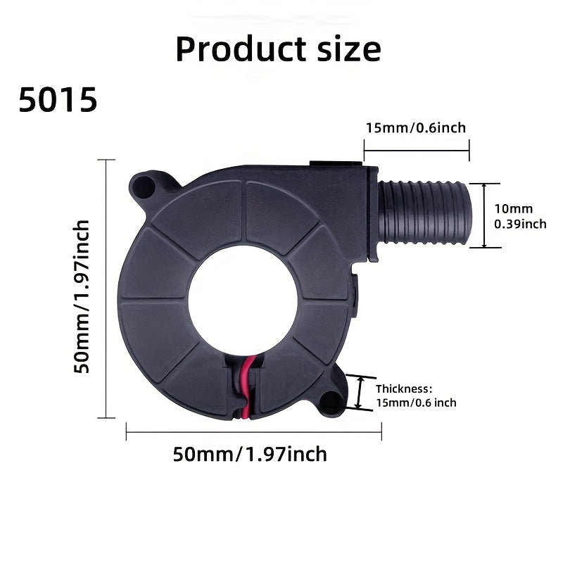 Mini Blower Fan 5015 USB Powered Silent Turbo Circular Air Outlet Black Plastic Compact