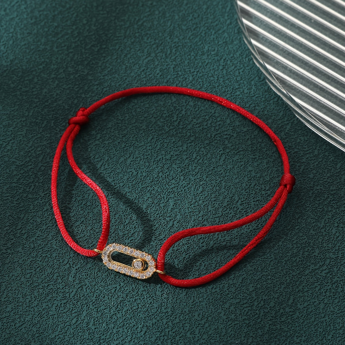 Women's Geometric Adjustable Bracelet with Zirconia and Vibrant Rope