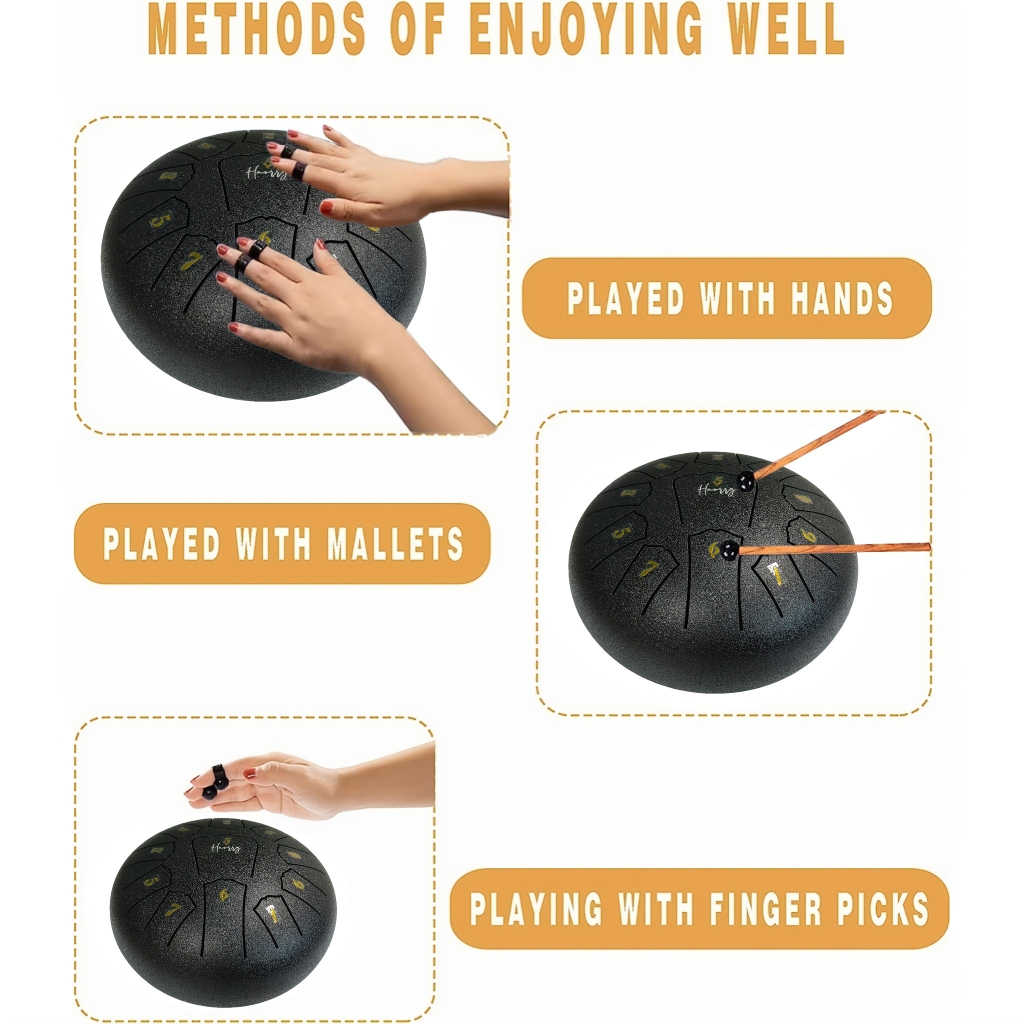 8-Inch Steel Tongue Drum for Beginners with Accessories Grey 11 Tones