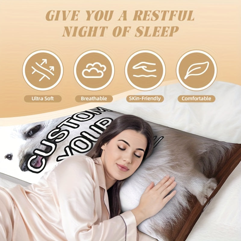 Pet Photo Body Pillowcase Short Plush Double-Sided Print for Cat Dog Lovers Personalized Gift