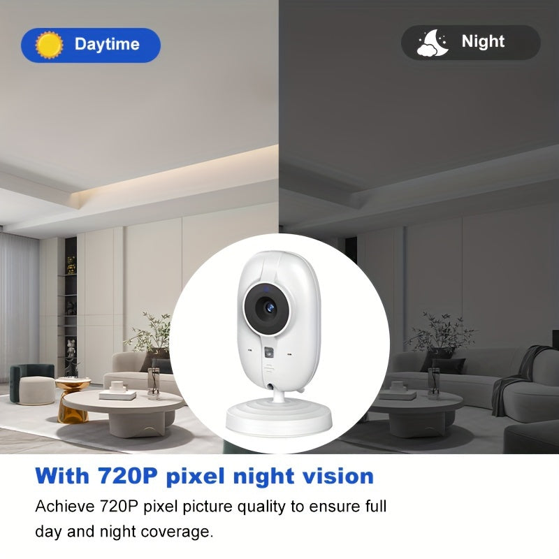 Indoor Security Camera 720P HD Night Vision Two-Way Audio Temperature Detection Smartphone Compatible