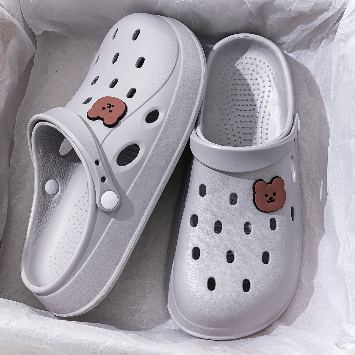 Women's Slip-On Shoes Lightweight Cushioned Platform Sandals Black Pink Bear