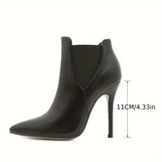 Women's Black Synthetic Stiletto Ankle Boots with Pointed Toe