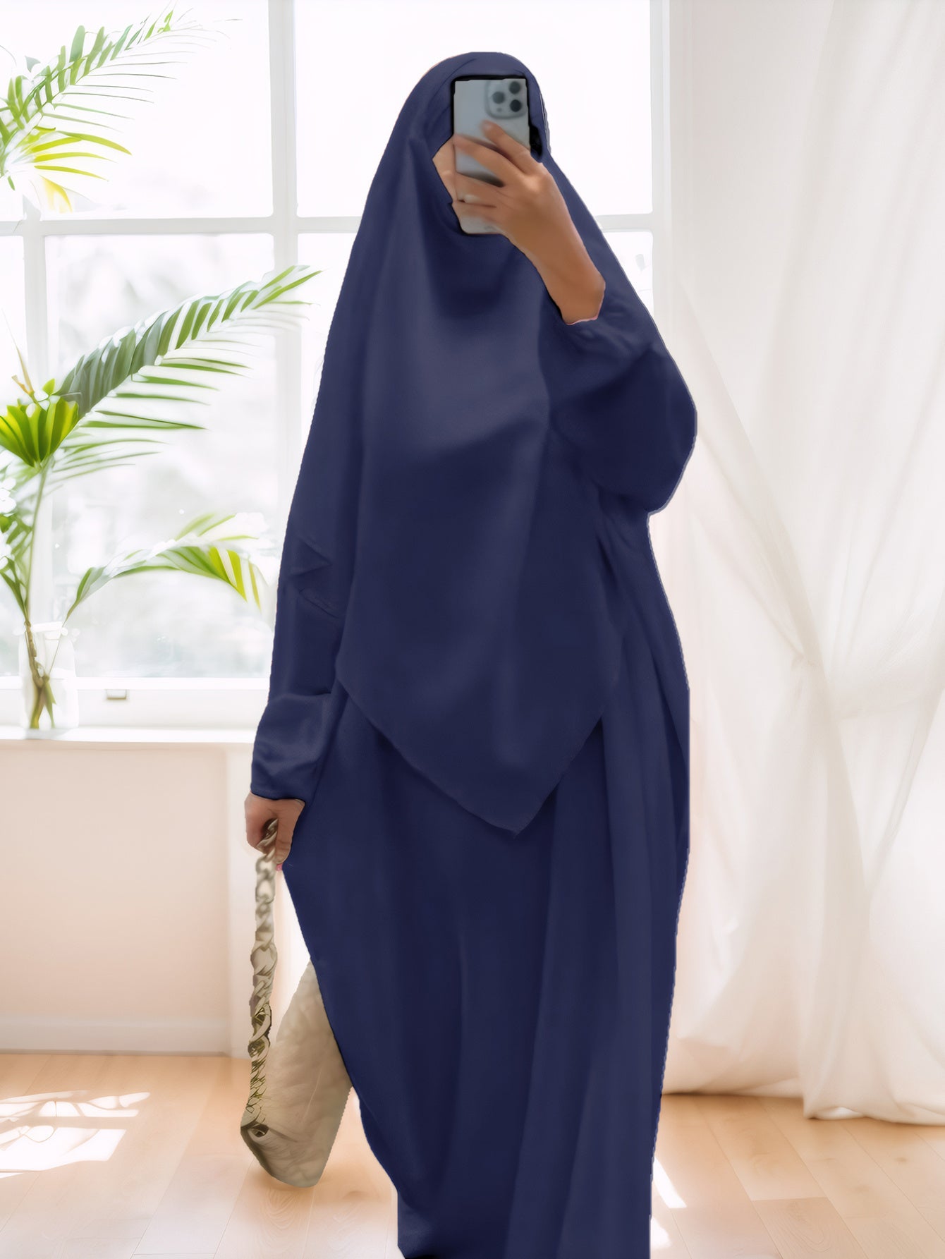 Ayollar uchun keng ko'lamli polyester maxi abayasi kaftani uzun qo'lli kundalik kiyinadigan libos