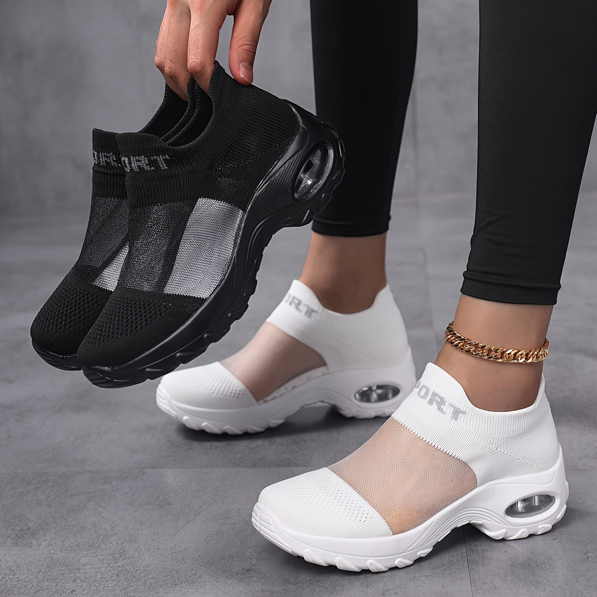 Women's Platform Slip-On Sandals with Cushioned Sole White Casual Shoes