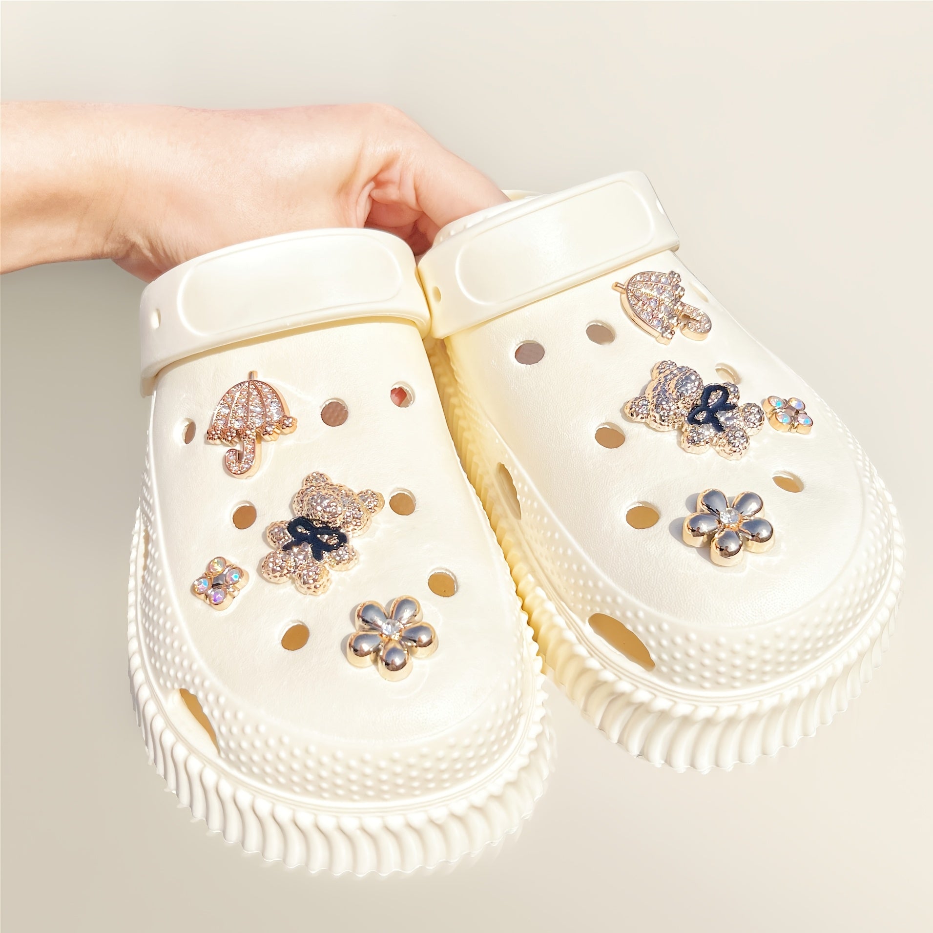 Unisex Crochet Beads Set for Clogs Beach Bags with Charms and Umbrella Shapes