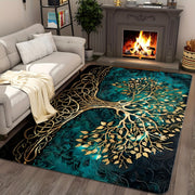 Golden Leaf Tree Rug Anti-Slip Stain Resistant Indoor Outdoor Carpet