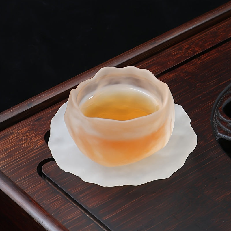 Irregular Glass Tea Cup Set with Cup Mat for Hot Drinks Gift