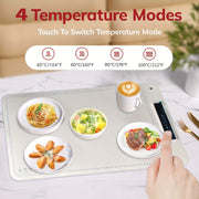 Bandeja de calentamiento de silicona eléctrica, 4 modos de temperatura, 220-240V, enchufe EU, tabla de aislamiento plegable