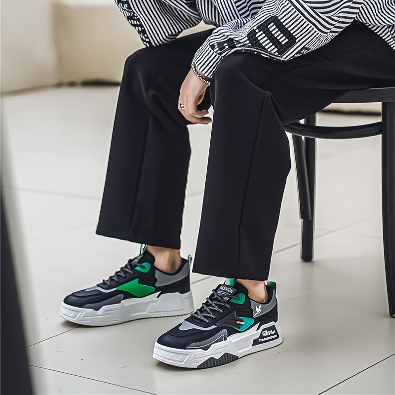 Zapatillas de skate de color sólido para hombre, de caña baja, con cordones, calzado casual