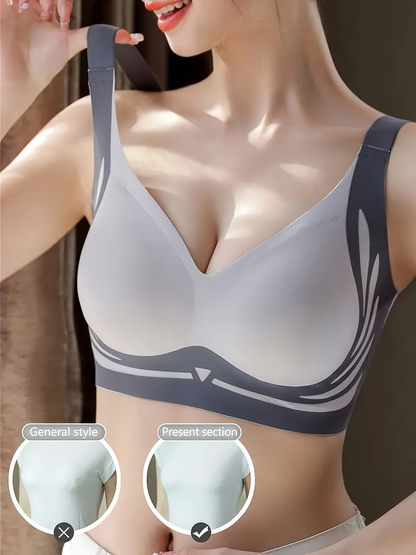 4 Rangli Blokli Simsiz Push Up Bralar Ayollar Uchun, Sportiv va Qulay Ichki Kiym.