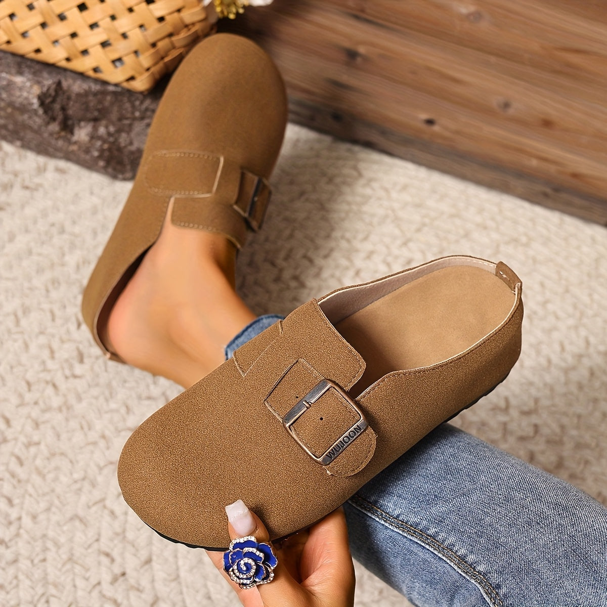 Women's Leather Mule Shoes Thick-Soled Slip-Ons for All Seasons