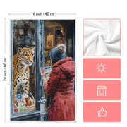 2 ta Ultra Soft oshxona sochiqlari to'plami, xayoliy leopard, inson bilan uchrashuv, 40x60 sm
