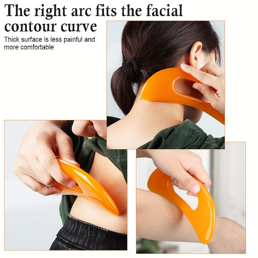 4-Piece Gua Sha Massage Tool Set with Large Curved Lazy Board and Resin Scraper for Face and Nose Relaxation