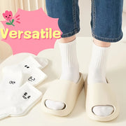 Men Women Knee-High Socks 5 Pairs Ribbed Funny Face Prints Soft Comfortable