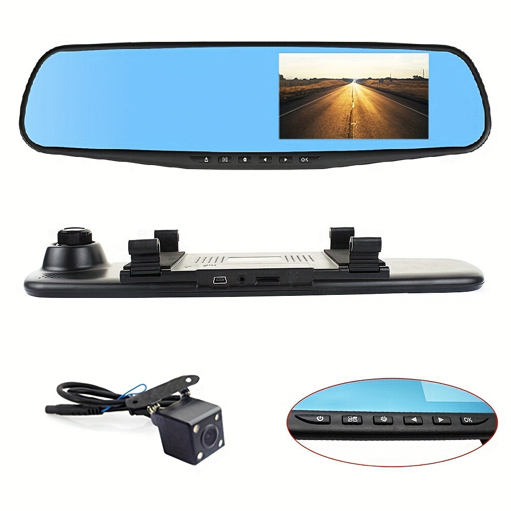 2024 Car Rearview Mirror with Dual Camera HD Night Vision Parking Monitoring