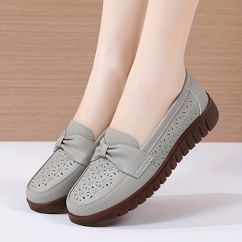 Women's Slip-On Loafers Casual Flat Shoes Bow Detail Soft TPR Sole
