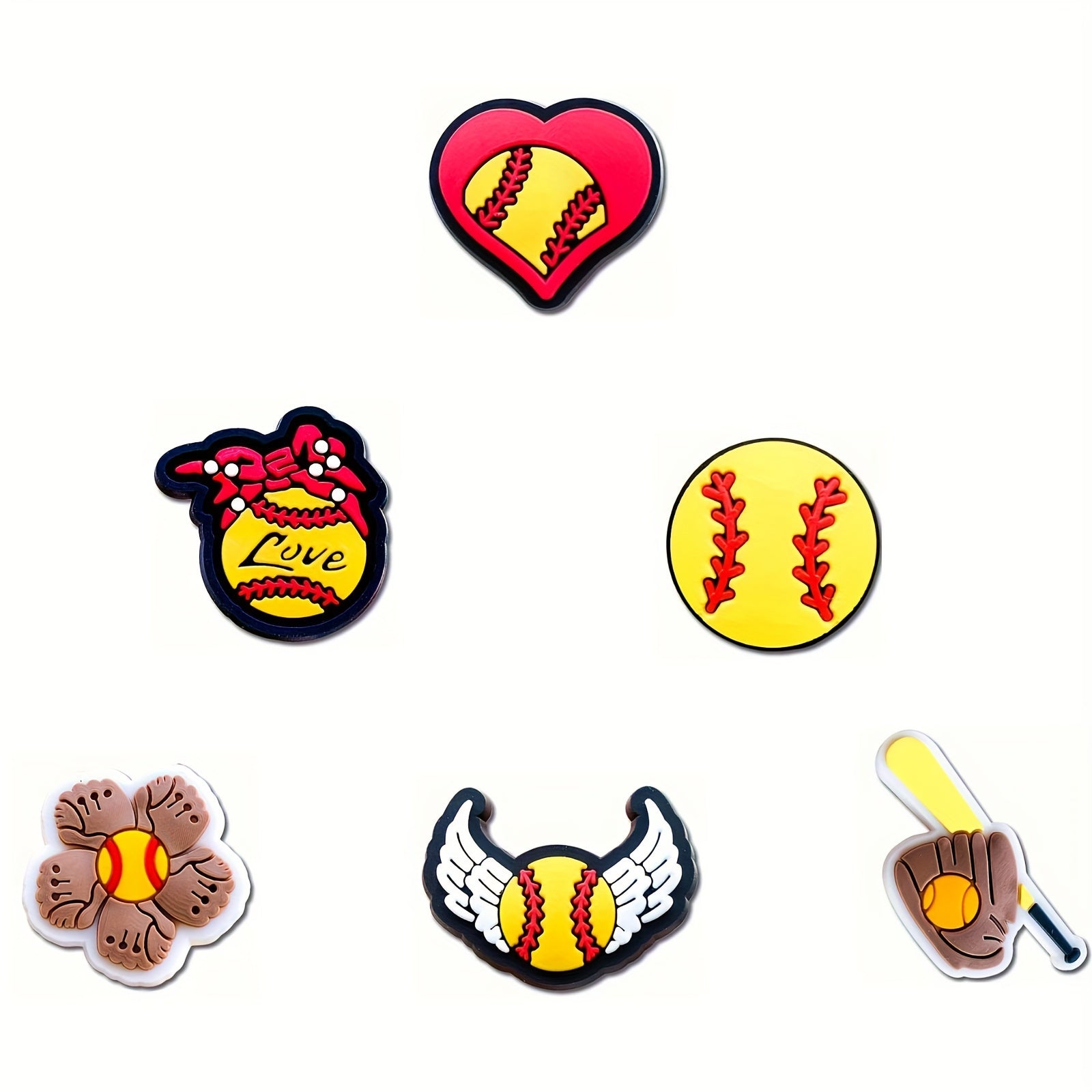 Unisex Softball Shoe Charms for Clog Sandals Sports Balls 6-13 Pcs