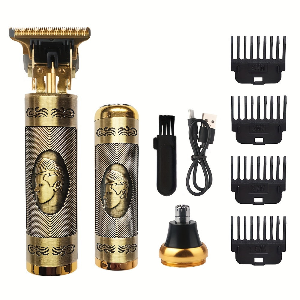 Men's hair trimmer kit for grooming cutting shaving 3-in-1 USB rechargeable nose hair trimmer sideburn shaver beard scraper