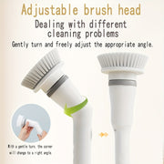 Hojatxona tozalash to'plami Elektrik aylantiruvchi tozalash cho'tkasi, qayta zaryadlanadigan, simsiz, 6 ta cho'tka boshli