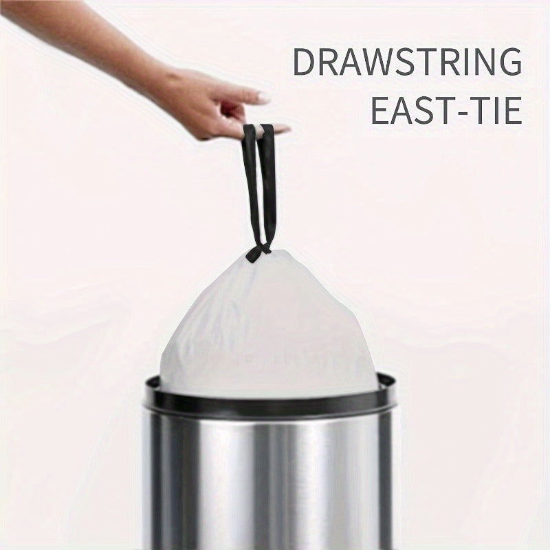 75 ta qoʻshimcha qalin, bir martalik plastmassa chiqindilar sumkasi, tortiladigan iplar bilan, uy ofis uchun moʻljallangan