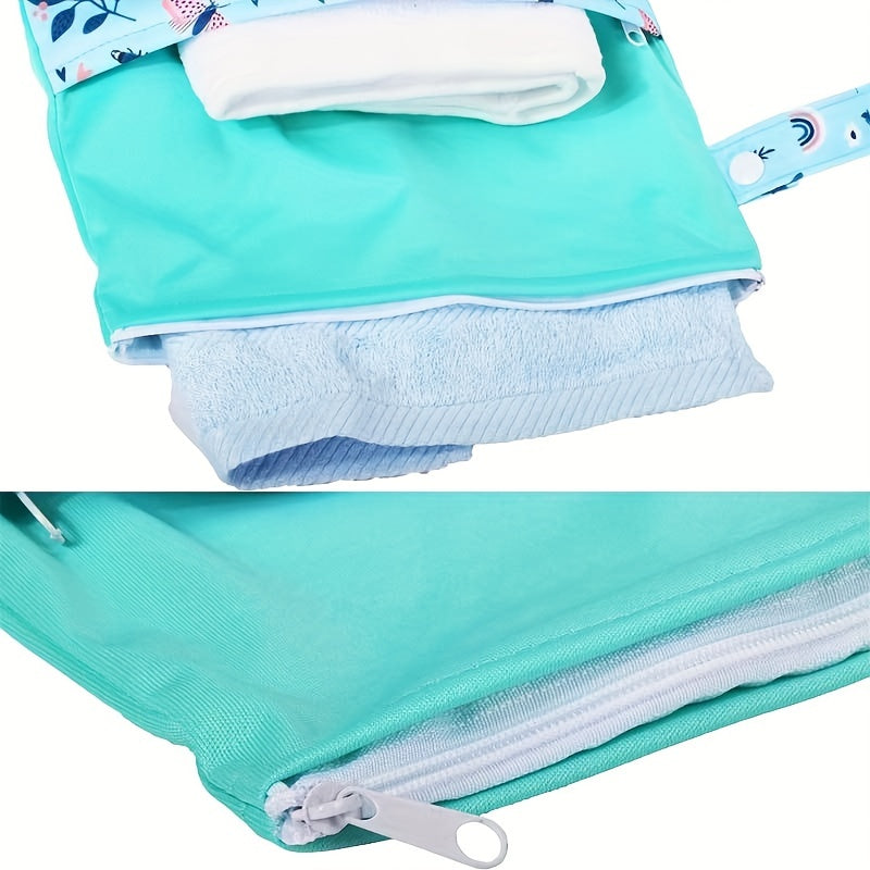 Reusable Waterproof Wet Bag with Double Pockets Cloth Handle 24.99x35cm