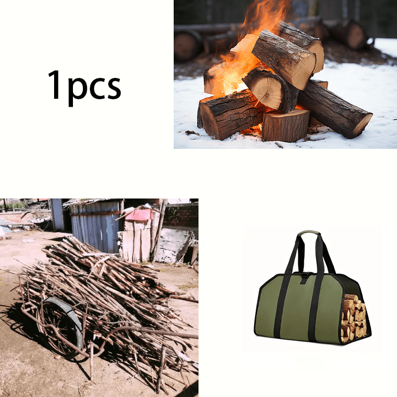 Heavy Duty Canvas Firewood Bag with High Capacity for Camping and Transport