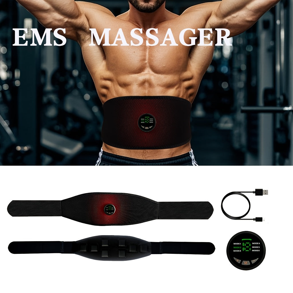 USB Charging EMS Muscle Massage Belt with 6 Modes and 18 Intensities for Full Body Use