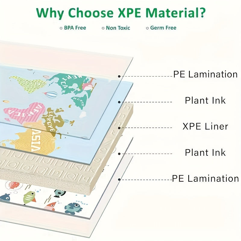 Экстра-гигантный двусторонний игровой коврик для малышей и детей раннего возраста, водонепроницаемый, нетоксичный, из пенопласта, обучающий алфавит