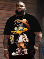 Plus Size Anime Character Graphic T-Shirt for Men Polyester Short Sleeve Casual Summer Knit Top