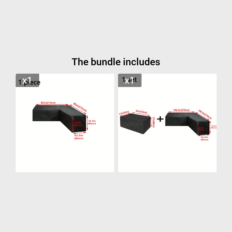 L-Shaped Outdoor Sofa Cover Waterproof Patio Furniture Protector Black Drawstring