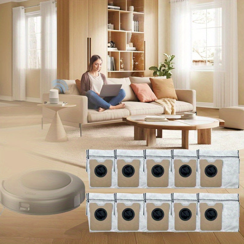 10PCS Dust Bags for Robot Vacuum Cleaner 3L Capacity 4-Layer Disposable Compatible with Eufy C20 Omni