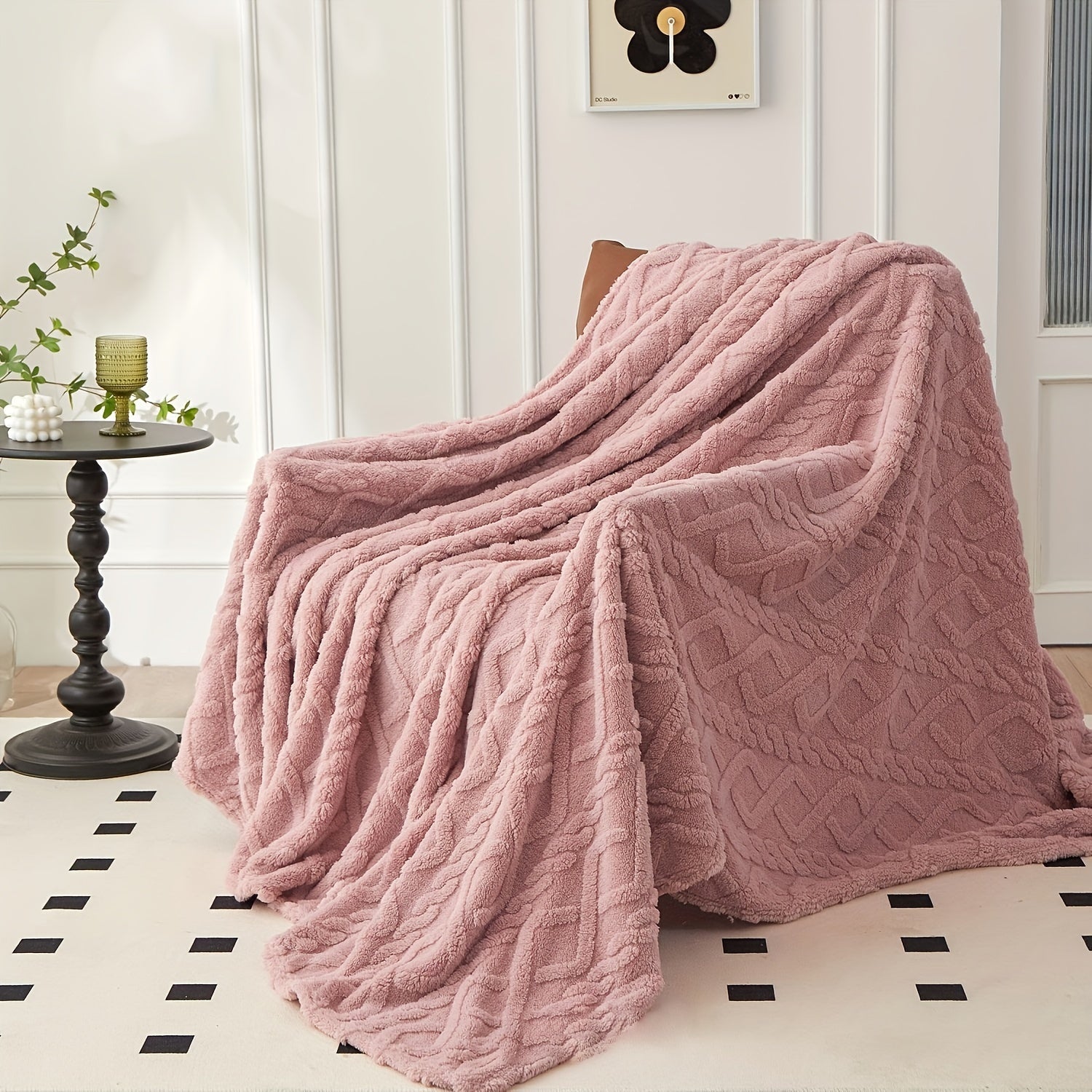 Reversible Jacquard Velvet Blanket for All Seasons Green