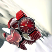 Women's Quartz Watch with Multi-Colored Elastic Strap and Dial