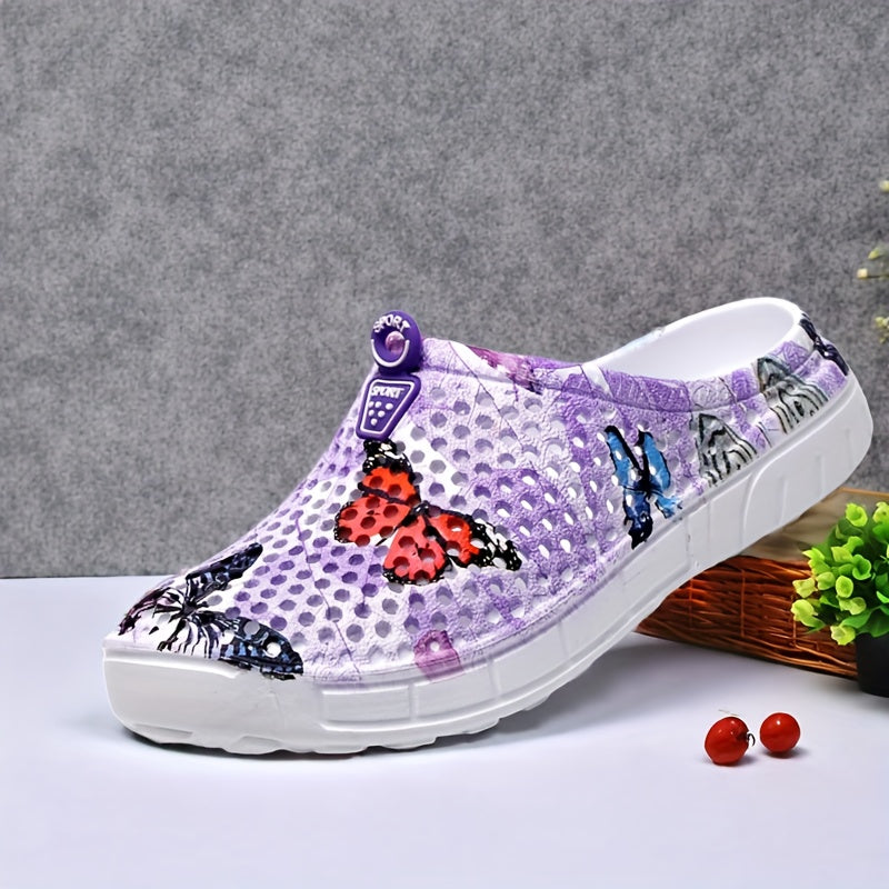 Women's Breathable Butterfly Print Summer Shoes Lightweight EVA Casual Footwear