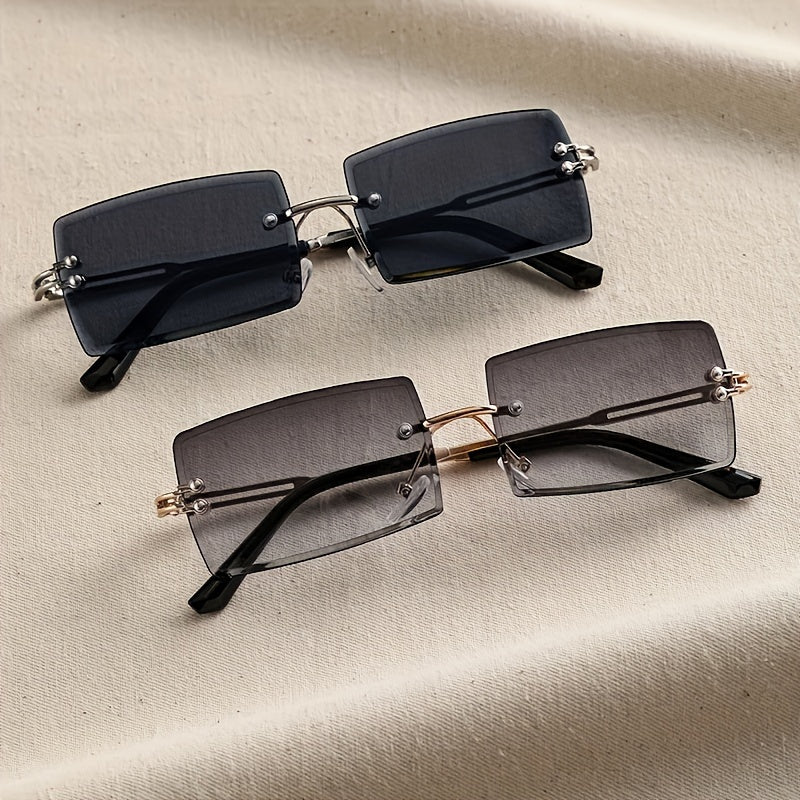 Erkaklar uchun to'rtburchak ramkasiz shisha to'plami, zamonaviy va vaqt o'tmas ko'zoynaklar