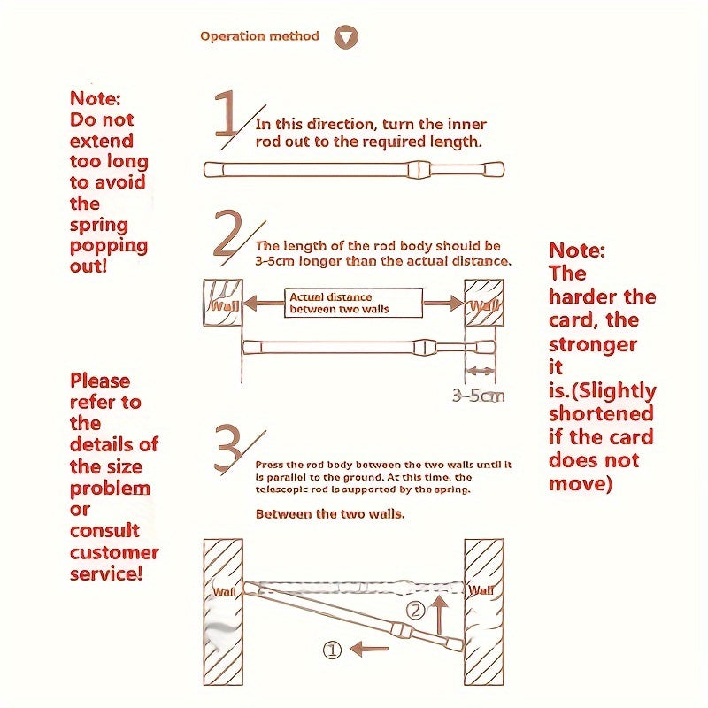Telescopic Curtain Rod Adjustable Length 18cm for Wardrobe Kitchen Balcony