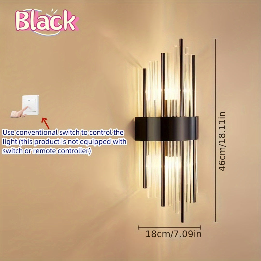 Lámpara de pared de cristal para dormitorio o sala de estar, estilo nórdico, empotrada, sin cables