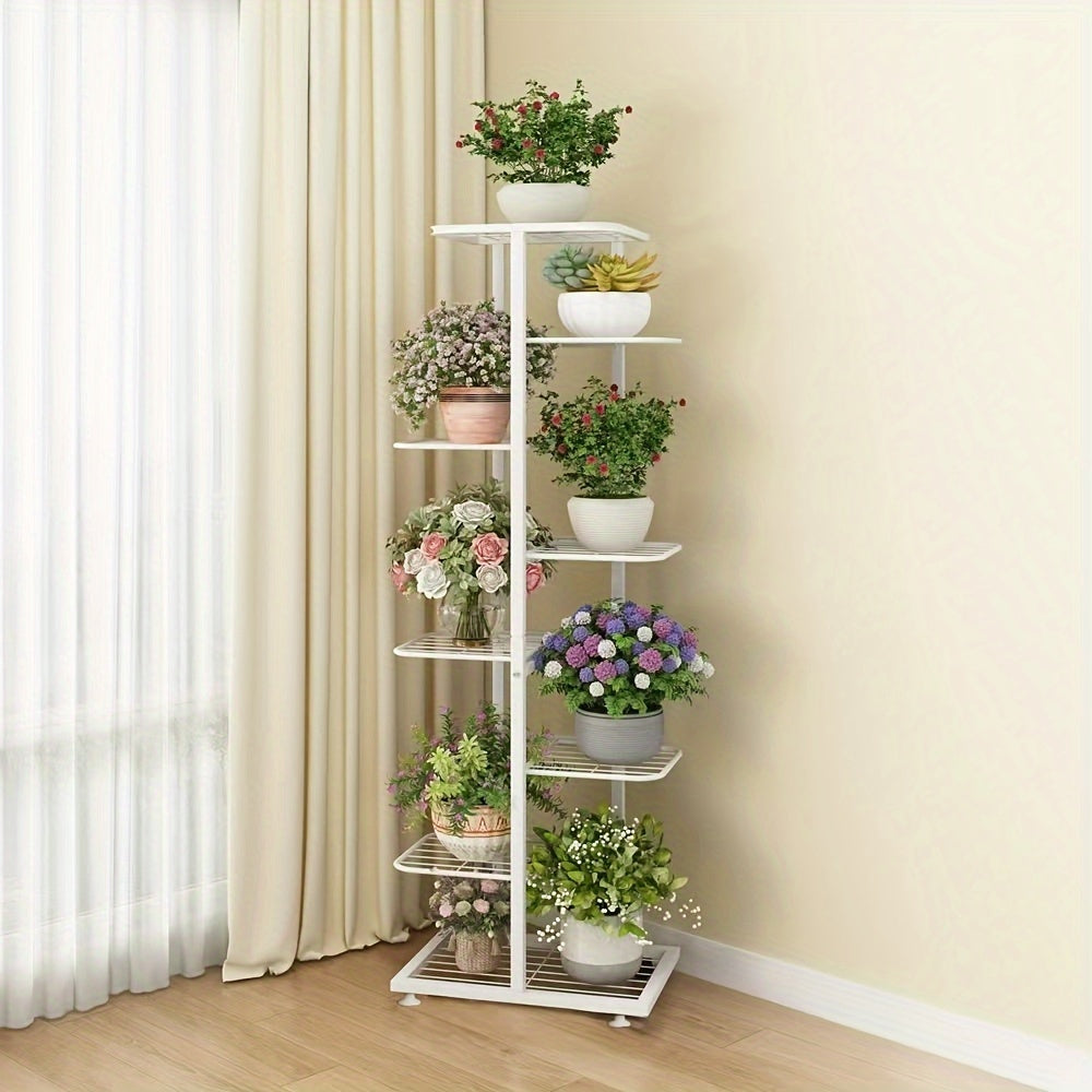 Multi-Layer Metal Flower Pot Rack for Living Room and Balcony Holds 9 Plants