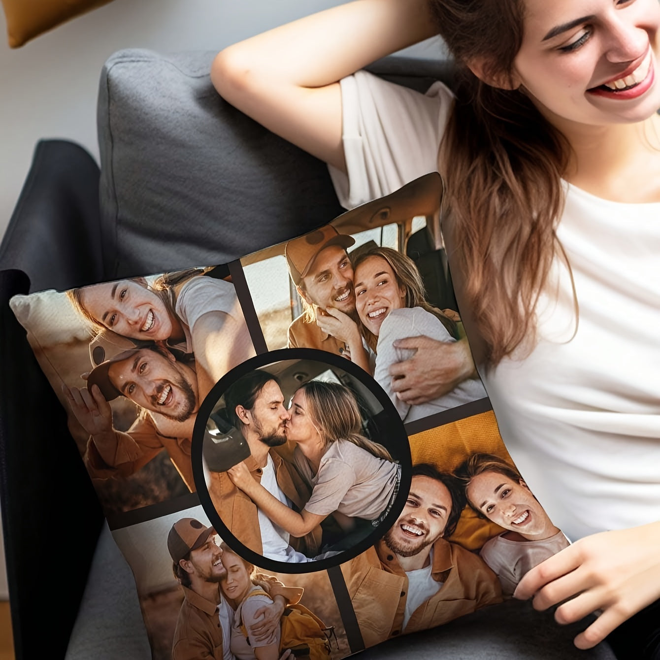 Customized Photo Pillow Cover 45.72cm Plush Fabric for Living Room Bedroom Decor