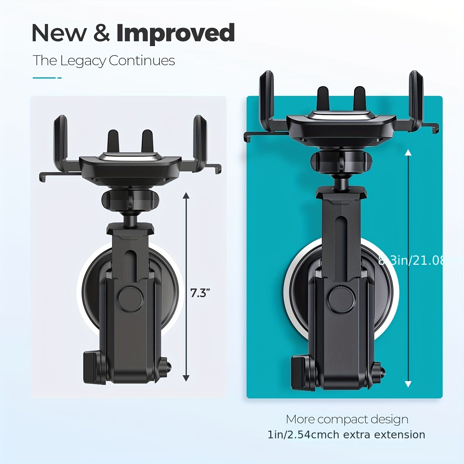 Yuvilishi mumkin bo'lgan yopishqoq bilan jihozlangan avtomobil telefon o'rnatgich, barcha smartfonlarga mos keladi, buriladigan