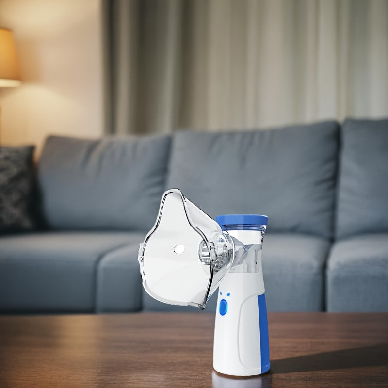 Portable Facial Steamer White and Blue Battery-Powered for Home Office Beauty Care