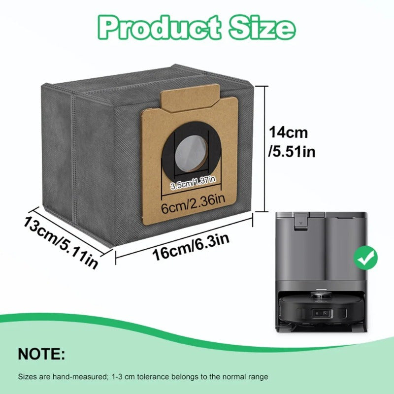 Eufy Clean X8 Pro / X10 Pro Omni Robot Tozalash O'z-o'zidan Bo'shatish Stansiyasi bilan ishlash uchun mo'ljallangan 10 ta Chang Sumkasi, chiqindilarni yig'ish uchun katta sig'imga ega.