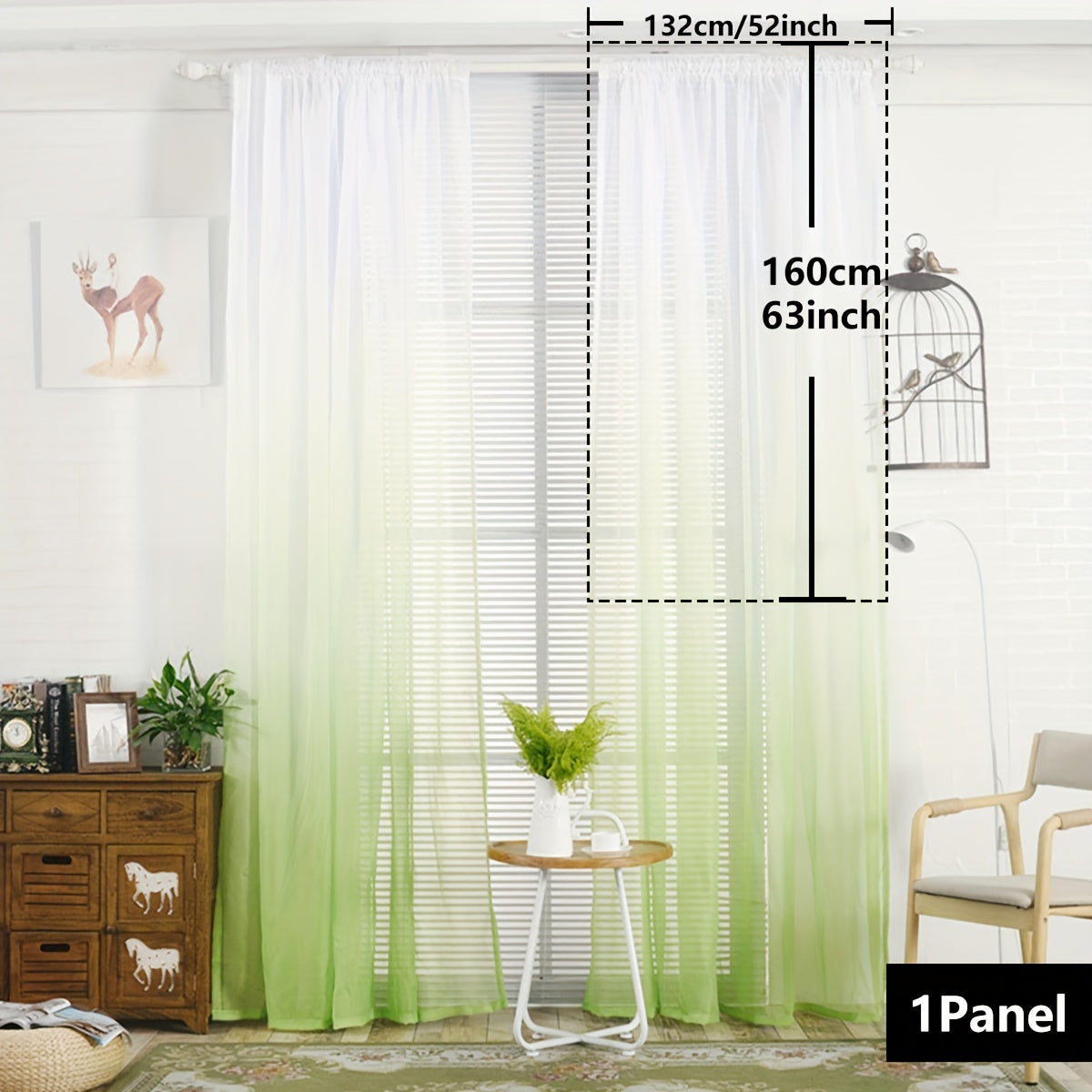 Gradient Sheer Curtains 1pc Two-Tone Top and Bottom Wear Rod Style Home Decor