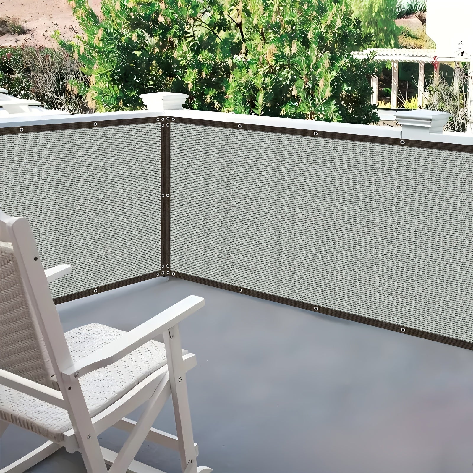 Pantalla de privacidad para exteriores de uso pesado, protección UV, cubierta de sombra con ojales, gris