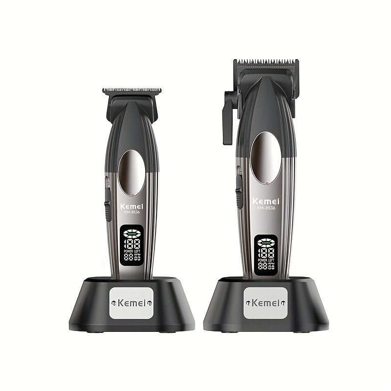 Electric Hair Clipper Set for Men High-Speed Motor LED LCD Display Metal Body