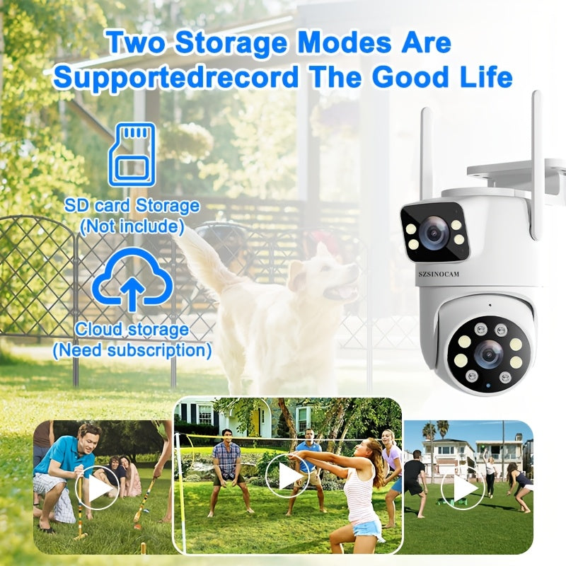 Outdoor WiFi Security Camera with Dual Lens AI Human Tracking Night Vision and Pan Tilt